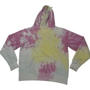 Tie-Dye Hoodie in Pink, Yellow, and White
